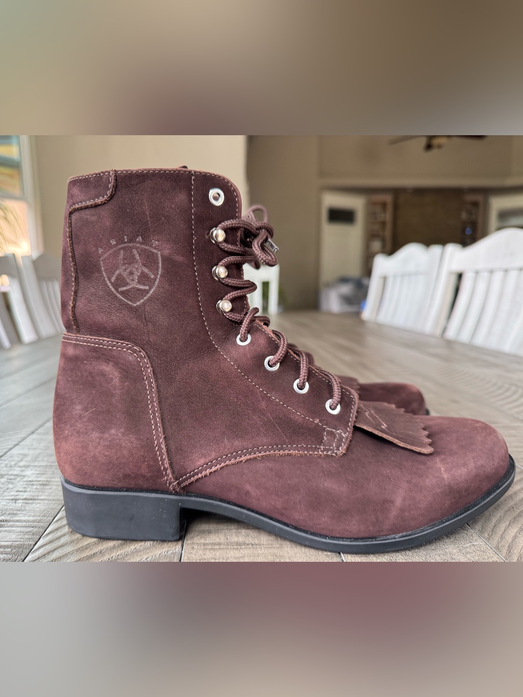 Ariat Heritage Distressed Lace-Up Suede Leather Riding Boots Women's Size 8.5